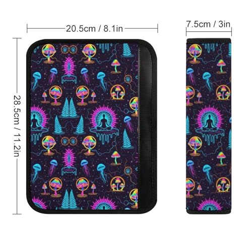 2 Pack Yoga Meditation Mushroom Flower Mandala Galaxy Space Jellyfish Car Seat Straps Shoulder Pads Breathable Shoulder Protector for Elderly Support, Most Cars, Pressure Relief - color: Pattern 658