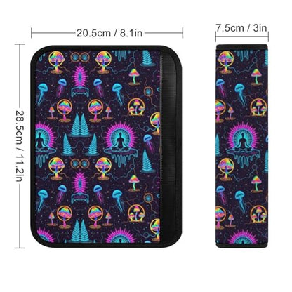 2 Pack Yoga Meditation Mushroom Flower Mandala Galaxy Space Jellyfish Car Seat Straps Shoulder Pads Breathable Shoulder Protector for Elderly Support, Most Cars, Pressure Relief - color: Pattern 658