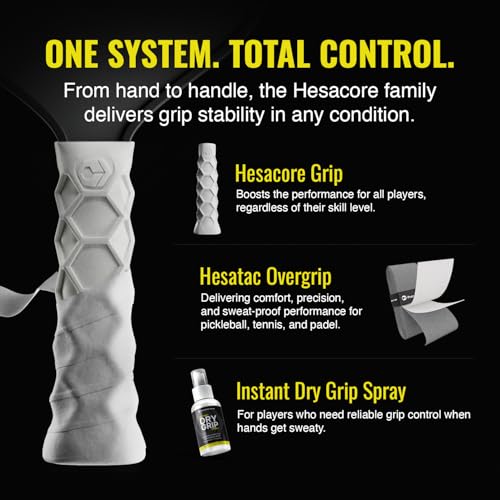 Hesacore Instant Dry Grip Spray | Fast-Drying, Non-Sticky Formula | Creates a Dry Hand Feel for Pickleball & Racquet Sports