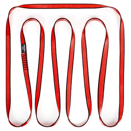 18mm Nylon Climbing Sling Runner, 23KN CE2008/EN566 Certified | Durable Nylon Webbing Straps for Rock Climbing, Anchoring, Hammocks & Outdoor Adventures - color: Red, size: 180cm/ 71inch|Single Unit