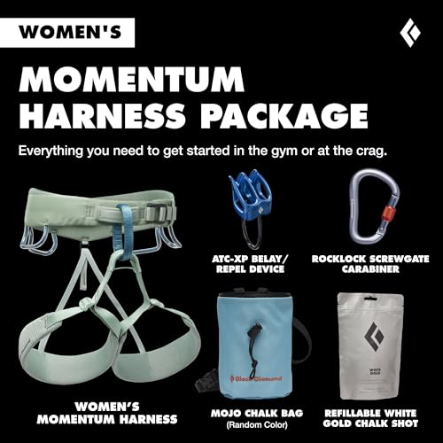 BLACK DIAMOND Women's Momentum Rock Climbing Harness, Adjustable Loops - color: Desert Sage Package 1.0, size: SM (28-31" Waist)
