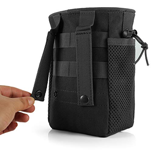 FRTKK Tactical Molle Drawstring Magazine Dump Pouch Outdoor Ammo Pouch, Adjustable Military Utility Belt Fanny Hip Holster Bag - color: 2 Pack-Black