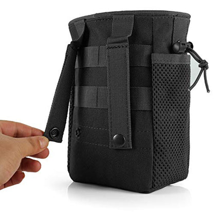 FRTKK Tactical Molle Drawstring Magazine Dump Pouch Outdoor Ammo Pouch, Adjustable Military Utility Belt Fanny Hip Holster Bag - color: 2 Pack-Black