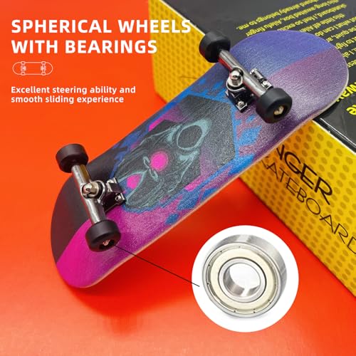 Pro Fingerboard 32mm Wooden Board Professional Finger Skateboard Trucks CNC Wheels with Bearings (Death)
