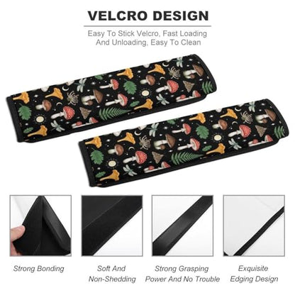 2PCS Moth Moon Wild Forests Mushrooms Seat Belt Shoulder Pad Soft Padded Harness Pads Strap for Adults and Children, All Vehicles, Anti-Slip Pad - color: Pattern 829