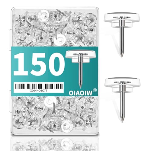 150 PCS Flat Clear Short Push Pins for Wall Thumb Tacks for Walls Flat thumbtacks Push pin for Bulletin Board Shadow Box Display Thumbtack for Cork Board - color: Clear Short Pin