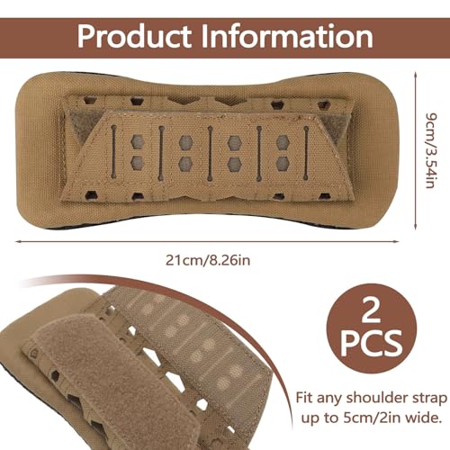 2 Pack Shoulder Strap Pad for Tactical Vest, Breathable Backpack Strap Pads Bag Strap Soft Mesh Cushion Pads for Plate Carrier, Chest Rig, Sling Bag, Duffle Bag - color: Khaki