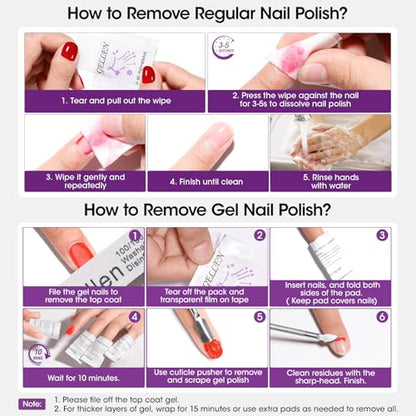 GELLEN Nail Cleanser Pads and Polish Remover Pads 400 Pack with Tools | Acetone Nail Polish Remover Pads, Alcohol Wipes for Nails, Quick & Easy Removal, Individually Wrapped for Perfect Nail Art - size: 402PCS (Remover Pads Included)