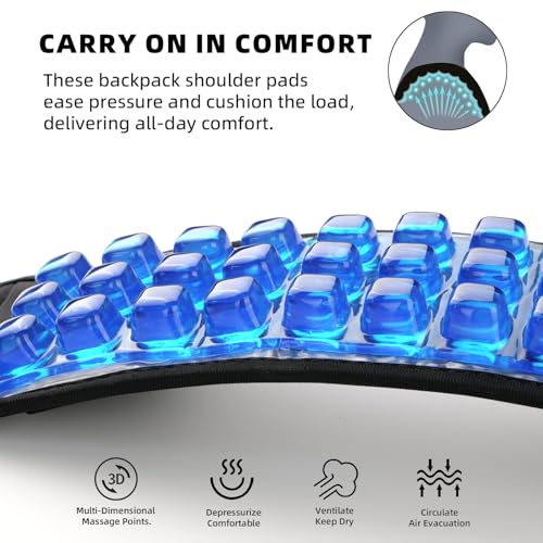 3D Gel Backpack Strap Pads, Universal Shoulder Strap Pad with Pressure Relief Comfort, Anti-Slip Detachable Detachable Breathable Cushion for Backpacks & Bags，2Pcs