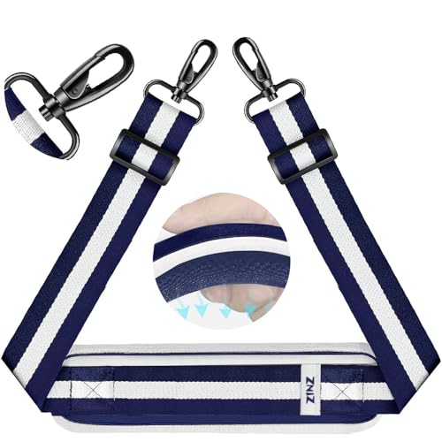 ZINZ 75" Shoulder Strap with Fixed Pad and Dual Balanced Buckles，Blue-White-Blue Stripe - color: Blue-white-blue Stripe