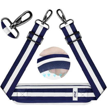 ZINZ 75" Shoulder Strap with Fixed Pad and Dual Balanced Buckles，Blue-White-Blue Stripe - color: Blue-white-blue Stripe