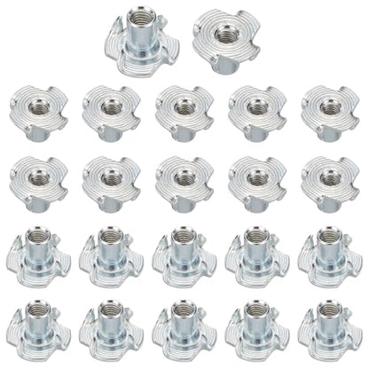HARFINGTON M4x10mm T-Nuts 4 Pronged Tee Nut 0.57" x 0.39" Fully Thread Carbon Steel Inserts for Wood, Rock Climbing Holds, Cabinetry, Furniture 50pcs - size: M4x10mm