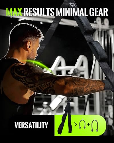 3 Grip Lengths in 1 Tricep Rope Cable Attachment & Wrist Brace Ankle Strap | Ergonomic Handles, Greater ROM for Tricep Push Down Attachment Gym Rope for Overhead Extension With Wrist Brace Ankle Strap