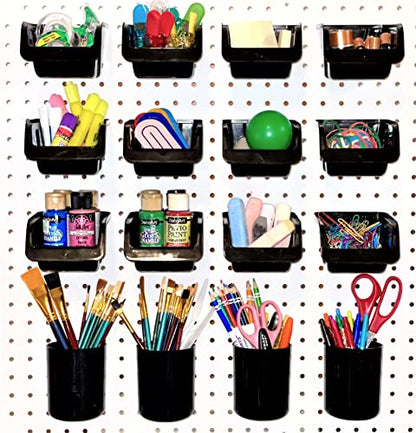 WallPeg Pegboard Bins & Cups - 15 each 5" Bins and 5 each 5" Cups - Hooks to Peg Board Panel Organize Hardware Arrange Accessories Workbench Tool Organizer Garage Storage -MADE IN USA- - style: 15 (5" Bins & 5 cups)