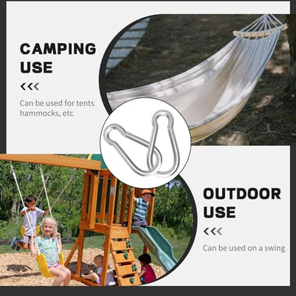 Heavy Duty Spring Snap Hook Carabiners, Galvanized Steel Quick Links, Spring Clips in Black & Silver, Multiple Sizes: 1.6Inch/2Inch/2.4Inch/3Inch/4Inch, for Swing Hammock Camping Keychain Outdoor - size: M6-120PCS, style: Silver