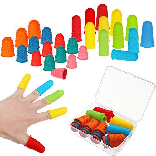 32 Pcs Rubber Finger Pads Tips, Silicone Hot Finger Protectors | Thimble Office Cover, Assorted Sizes for Counting Collating Sorting Task Hot Glue Sewing Office Supplies