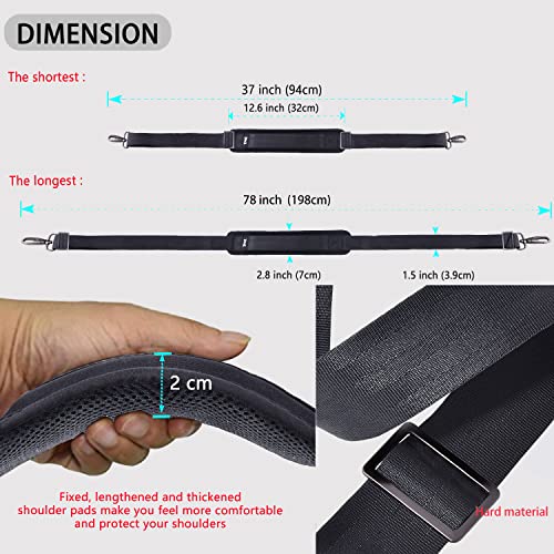 ZINZ Shoulder Strap 78" Universal Handbag Strap with Ultra-thick Fixed Padded and Dual Balanced Adjustable Buckles Shoulder Crossbody Strap for Briefcase Messenger Bag Laptop bag Luggage，Dark Gray - color: Dark Gray