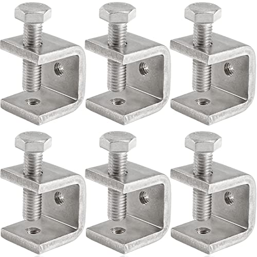 Mini C Clamps Stainless Steel 0.83 Inch for Working, Heavy Duty Small U Clamps for Metal Mounting, Universal Desk Clamp with Stable Wide Jaw Opening/I-Beam Design (6pcs) - color: 13/16 In-6pcs-21mm