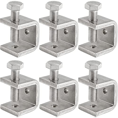 Mini C Clamps Stainless Steel 0.83 Inch for Working, Heavy Duty Small U Clamps for Metal Mounting, Universal Desk Clamp with Stable Wide Jaw Opening/I-Beam Design (6pcs) - color: 13/16 In-6pcs-21mm