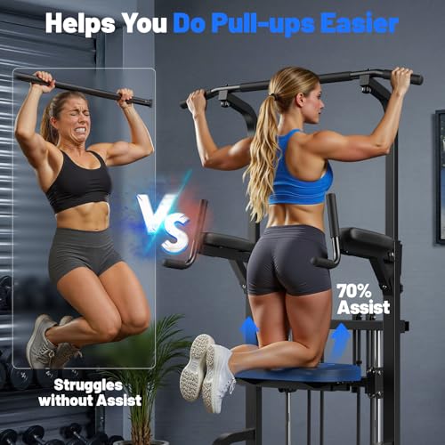 Sportsroyals Power Tower Pull Up Bar Station, 450LBS Stable Pull Up Dip Station for Home Gym Strength Training Equipment | FED Fitness - color: Multi