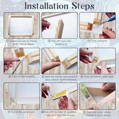 Canvas Stretcher Bars 8x10 Inch Frame Kit, Available in 25+ size Wood Stretcher Bars for Home and Office, Gallery Wrap Wall Arts Supply for Oil Painting, Poster, Picture & Paint by Numbers - size: 8" x 10"