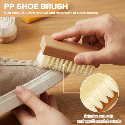 3Pcs Suede Shoe Brush Crepe Applicators Nubuck Leather Cleaner Shoes Shine Dauber Set with Cleaning Eraser Cloth(Style B) - style: Style B