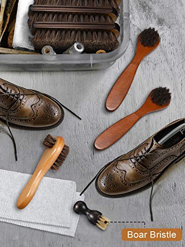 Youngjoy 6 Pieces Horsehair Shine Shoes Brush Kit Polish Dauber Applicators (B) - style: Style B