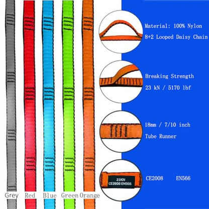 53 Inches Nylon Daisy Chains Rope Climbing Lanyard Straps Looped Strong Slings 23 kN Aerial Yoga Webbing - color: 1PC Orange