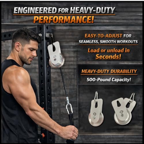 F&F STEEL Quick-Load Fitness Pulley Sheave - Heavy-Duty 500 lb Weight Capacity, Easy Cable Management for Home Gym Equipment - style: Composite Black Wheel