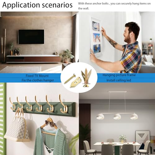 120pcs Self Drilling Drywall Anchors with Screws, Metal Expansion Bolt for Drywall,Zinc-Plated Steel,Heavy Duty-Holds 66lbs, Not Drill in wall for Hanging,Picture Frame,TV Mount,wall Stickers Decor.
