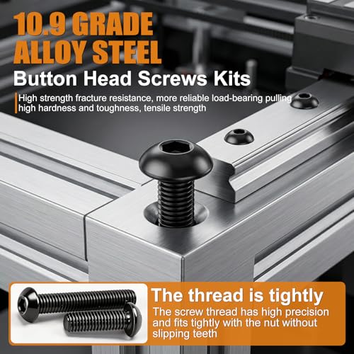 mankk 205PCS M6 Bolt Assortment Kit M6 x 8/10/12/16/20/25/30/35mm Button Head Hex Socket Cap Screws Machine Screws with Nuts Washers - size: M6, style: Button Head