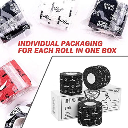 WARM BODY COLD MIND 1.85" Weightlifting Thumb Tape - Hook Grip Tape for Powerlifting, Cross Training, Gym Tape, Workout, Weight Lifting Tape, Athletic Finger Wrap (Mix V1 3 Rolls) - color: 3 Rolls Mix V1