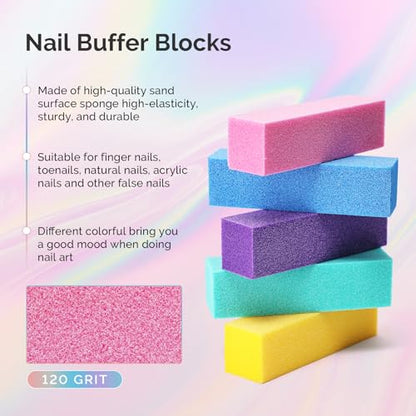 MelodySusie 16Pcs Professional Nail Buffer Kit,Nail Files and Buffers,Nail Buffer Block,Nail Brush, Nail File Buffers Kit for Natural Nails,DIY,Home Use,Salon（100/180 Grit） - size: 16Pcs