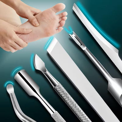5pcs Stainless Steel Pedicure Tool Set with Travel Case - Foot File, Rasp, Exfoliator for Smooth Skin, Callus Removal, Cuticle Care for Men, Women