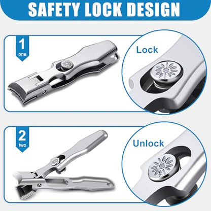 Toenail Clippers for Seniors Thick Toenails, Large Nail Clippers for Men Thick Nails with Catcher, Sharp Fingernail Clipper with Safety Lock Heavy Duty Slanted Nail Cutter Gifts for Men Women Adults - style: Silver Slanted Nail Clippers Set