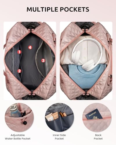 Birthday Gifts for Women-Travel Bags for Women Overnight Bag | Initial Monogram Bag, Personalized Weekender Bags with Shoe Compartments Birthday Gift-13 Year Old Girl Gifts(Letter I) - color: Pink, style: I
