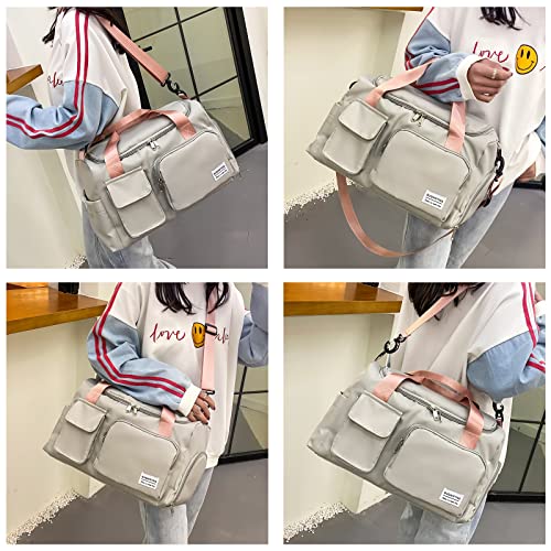 Small Gym Bag for Women, Travel Duffle Bag Carry On Weekender Bag with Shoe Compartment - color: 03#Grey, style: Gym Bag&toiletry Bag