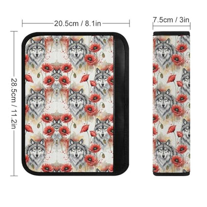 2 Piece Universal Fit Seat Belt Cover for Adult Use, Most Cars, Wolf Flower Animal Print Seat Belt Covers Cushion, Shock Absorption - color: Pattern 159