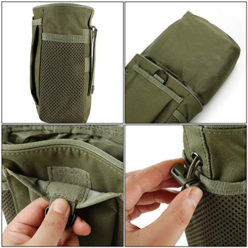 FRTKK Tactical Molle Drawstring Magazine Dump Pouch Outdoor Ammo Pouch, Adjustable Military Utility Belt Fanny Hip Holster Bag - color: 2 Pack-Army green