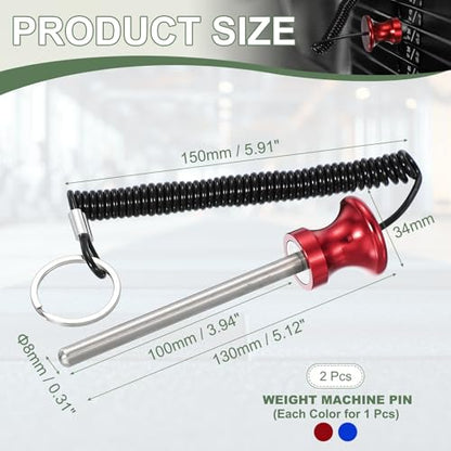 Weight Stack Pin, Weight Gym Pin Strength Training Equipment Replacement with Pull Rope for Commercial Home - color: Blue/Red, size: 0.3 x 3.9 Inch