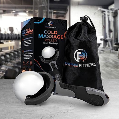 Cold Massage Roller Ball | Cold Therapy | Ice Roller Ball with Handle | cryo Stick | Relieve Muscle Pain (Black) - color: Black