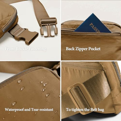 YOSHUYUKI Cross Body Fanny Packs for Women Men Fashion Waist Bag Pouch Nylon Small Travel Crossbody Bags Mini Purse Everywhere Belt Bag Bum Bag with Adjustable Strap for Workout Running Hiking Caramel - color: Caramel