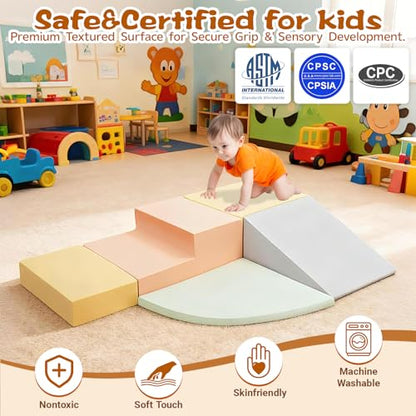 Climbing Toys for Toddlers, 5-Piece Soft Foam Climbing Blocks Set, Toddler Playtime Corner Climber Indoor Foam Play Gym - style: 5-Piece