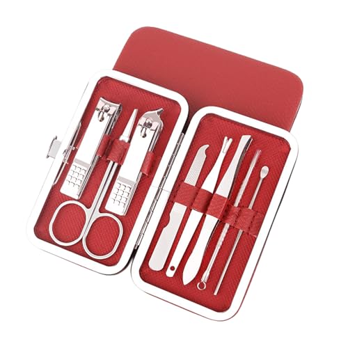 Grooming Kit Home and Travel-Manicure Set 10, Nail Clipper Set, Portable Nail Kit, Travel Nails Kits(red) - color: Red, size: 8 Piece Set
