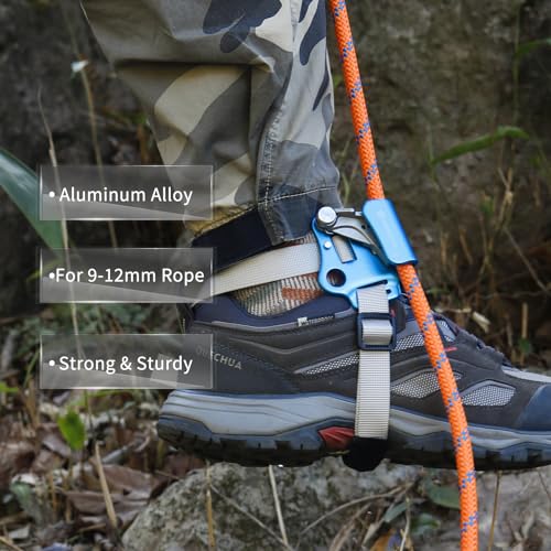 NewDoar Foot Ascender Riser Rock Climbing Mountaineering Equipment Climbing Device - color: Right blue