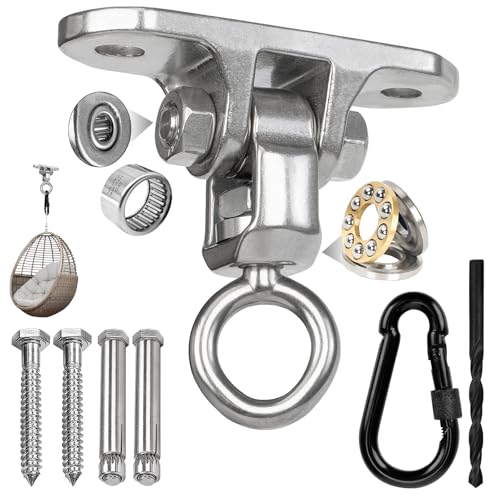 Swing Hanger Heavy Duty 360° +180° Smooth Rotation Swing Set Accessories 900Lb Capacity Playground Porch Swing Set Indoor Outdoor - size: 3.74"
