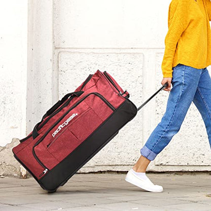 Pacific Gear Duffel Bag with Rolling Wheels - color: Red, size: 30 inch