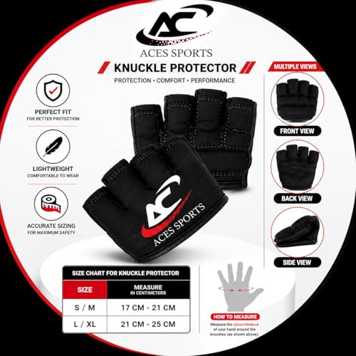 Gel Knuckle Protector, Black MMA Gel Hand Guard, Fingerless Design - size: Small-Medium
