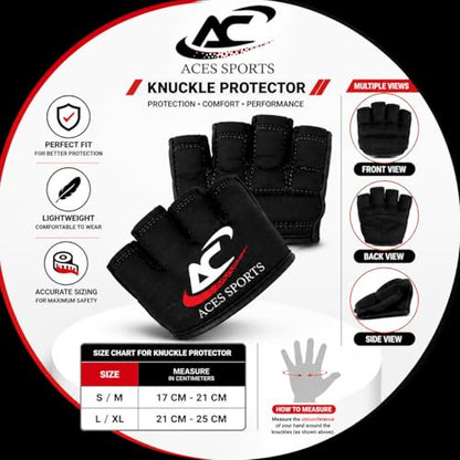 Gel Knuckle Protector, Black MMA Gel Hand Guard, Fingerless Design - size: Small-Medium