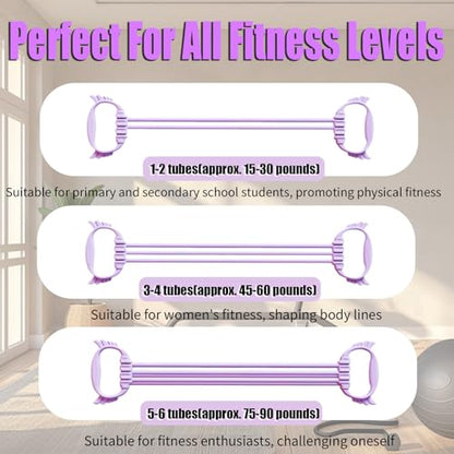 Figure 8 Resistance Bands with Handles, 6 Tube Adjustable Resistance Bands for Arms Back Exercise, Arm Bands for Workout, Strength Training & Full Body Fitness - color: purple